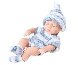 Cndiyald Mini poupées en Silicone de 7 Pouces, poupée réaliste pour Nouveau-né avec vêtements, poupée Douce et complète pour Enfants, Bleu