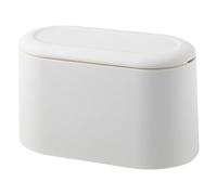 Cndiyald Poubelle de bureau 2L, Mini poubelle en plastique avec couvercle à pression, petite amovible antidérapante pour chambre à coucher, cuisine, bureau