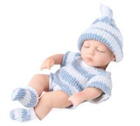 Cndiyald Poupée réaliste en Silicone de 7 Pouces, poupée de Nouveau-né Douce avec des vêtements, bébés en Silicone pour Cadeaux pour Enfants (Bleu)