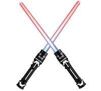 Cndiyald Sabre Extensible 2 pièces, Double Lame LED avec Son, épée de Duel Qui Brille dans l'obscurité pour Halloween Galaxy Play