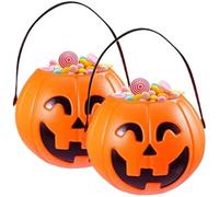 Cndiyald Seau de Citrouille en Plastique, Seau de Bonbons Halloween 2pcs, Porte-Bonbons de Citrouille, Chaudron de Bonbons d'halloween, seaux d'halloween pour Les Enfants, Bol de Bonbons d'halloween