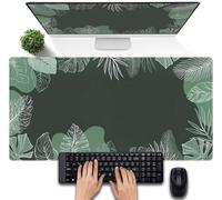 CNfhFRY Tapis de Souris Long for Ordinateur, Motif Feuilles Vertes et Blanches, Lavable doté d'une Base antidérapante en Caoutchouc(800x400x3mm)