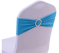 CNFQ 50 PCS Noeuds de Chaise Elastique Pas Besoin d'être Lié Décor Mariage Fête Baptême (Bleu lac, 50)