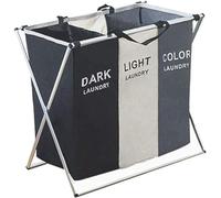 CNFQ Grand panier à linge pliable 3 compartiments avec poignée pour salle de bain chambre à coucher (sans filet à cordon de serrage)