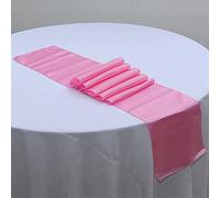 CNFQ Lot 10 Chemins De Table Satin Décoration Salle Mariage Table Runner 275cm X 30cm (Rose)