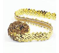 CNFQ Ruban à paillettes élastique brillant de 10 yards pour costume de mariage en PVC (doré)