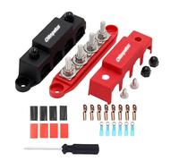 CNImpetus Bloc de distribution d'alimentation de 250 A, barre omnibus à 4 poteaux de 1,9 cm M10 isolé avec couvercle et bornes à anneau, CC 12-48 V pour bateau, automobile (2 pièces, rouge et noir)