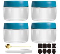 CNKHDZ 4 Pièces Overnight Oats Jar,Bleu 300ml Meal Prep Bocal Avec Couvercle Overnight Oats Bocaux Avec Couvercle,pour confitures maison,aliments pour bébés,mariner,Mason Jar
