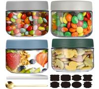 CNKHDZ 4 Pièces Overnight Oats Jar,Quatre couleurs 300ml Meal Prep Bocal Avec Couvercle Overnight Oats Bocaux Avec Couvercle,pour confitures maison,aliments pour,mariner,Mason Jar
