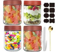 CNKHDZ 4 Pièces Overnight Oats Jar,Rouge 500ml Meal Prep Bocal Avec Couvercle Overnight Oats Bocaux Avec Couvercle,pour confitures maison,aliments pour bébés,mariner,Mason Jar