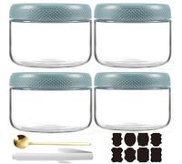 CNKHDZ 4 Pièces Overnight Oats Jar,Vert 300ml Meal Prep Bocal Avec Couvercle Overnight Oats Bocaux Avec Couvercle,pour confitures maison,aliments pour,mariner,Mason Jar