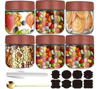 CNKHDZ 6 pièces Overnight Oats Bocaux,Rouge 300ml Meal Prep Bocal Avec Couvercle Overnight Oats Bocaux Avec Couvercle,pour confitures maison,aliments pour bébés,mariner,Mason Jar