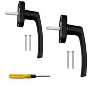 CNKHDZ Lot de 2 poignées de fenêtre en aluminium, poignées de fenêtre en aluminium noir poignée de porte fenêtre longueur 35 mm serrure pour battants et vasistas installation simple