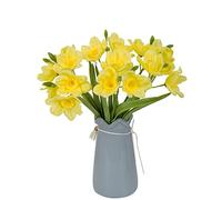 cnKnight Lot de 2 jonquilles artificielles de 40,6 cm avec 18 fleurs artificielles en latex, fleurs artificielles de qualité supérieure pour décoration d'intérieur, centre de table, bricolage,