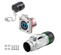 CNLINKO BD-24 Connecteur fibre optique, LC Single Mode Dual Core, Prise femelle pour montage sur panneau, Fiche aviation en métal, Connecteur étanche IP68 pour appareils Internet (Kit Fibre Optique)