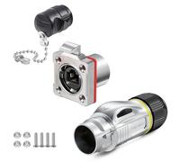 CNLINKO BD-24 Connecteur RJ45, Connecteur Dual Port 8P8C, Connecteur Circulaire pour Connexions Réseau, Prise de Montage en Panel, Connecteur Étanche IP68, Connecteurs de Signal M24 (Kit RJ45)