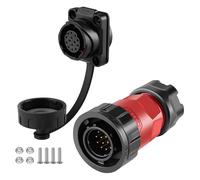 CNLINKO Connecteur étanche à 14 broches YM-20,Circulaire IP68 connecteur d'aviation à branchement rapide, Connecteur à souder avec boîtier en plastique PBT, Prise à bride mâle-femelle M20 (14 broches)
