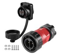 CNLINKO Connecteur étanche à 2 broches YM-20, Circulaire IP68 connecteur d'aviation à branchement rapide, Connecteur à souder avec boîtier en plastique PBT, Prise à bride mâle-femelle M20 (2 broches)