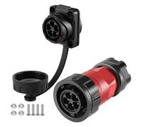 CNLINKO Connecteur étanche à 5 broches YM-20, Circulaire IP68 connecteur d'aviation à branchement rapide, Connecteur à souder avec boîtier en plastique PBT, Prise à bride mâle-femelle M20 (5 broches)