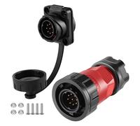 CNLINKO Connecteur étanche à 9 broches YM-20,Circulaire IP68 connecteur d'aviation à branchement rapide, Connecteur à souder avec boîtier en plastique PBT, Prise à bride mâle-femelle M20 (9 broches)
