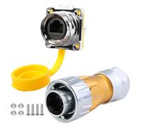 CNLINKO DH-24 Connecteurs RJ45, Connecteur à 8P8C à Double Port, Connecteur Circulaire pour Connexions Réseau, Prise à Montage en Panneau, Connecteur Étanche IP68, Connecteurs de Signal M24(Set RJ45)