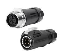 CNLINKO LP-12 Connecteur Circulaire 4 Broches IP68 Étanche - Pour Équipements Extérieurs, Solaire et Machines Industrielles - DC 12V Kit Fiches Mâle/Femelle Renforcé Métal M12 (4-Broches)
