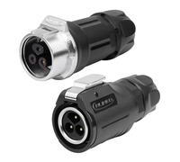 CNLINKO LP-16 Connecteur Étanche à 3 Broches avec Design à Vis, IP68 Fiche Circulaire Aviation, Paire de Fiches Mâle et Femelle M16 (LP16 3-Pin avec Filetage)