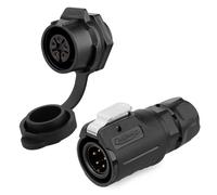 CNLINKO LP-16 Connecteur imperméable IP68 Connecteur circulaire industriel Connecteur de boîtier PBT Connecteur aviation Connecteur à dégagement rapide M16 2-9 Broches Prise filetés (5 Broches)