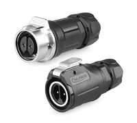 CNLINKO LP-16 Connecteur Industriel étanche à 2 Broches, IP68 Connecteur Circulaire, Boîtier en Plastique PBT Quick Plug Connecteur Aviation M16 Mâle et Femelle (2 Broches)