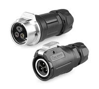 CNLINKO LP-16 Connecteur Industriel étanche à 3 Broches, IP68 Connecteur Circulaire, Boîtier en Plastique PBT Quick Plug Connecteur Aviation M16 Mâle et Femelle (3 Broches)