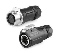 CNLINKO LP-16 Connecteur Industriel étanche à 7 Broches, IP68 Circulaire, Boîtier en Plastique PBT Quick Plug Aviation M16 Mâle et Femelle