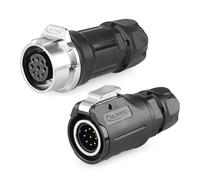 CNLINKO LP-16 Connecteur Industriel étanche à 9 Broches, IP68 Connecteur Circulaire, Boîtier en Plastique PBT Quick Plug Connecteur Aviation M16 Mâle et Femelle (9 Broches)