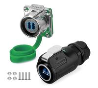 CNLINKO LP-24 Fibre Optique Connecteur, LC Singlemode Dual Core Outdoor Sunlight Resistant Fibre Optic Connector, Panel Mount Receptacle IP68 Airline Plug Waterproof Connector M24 (Fibre Optic Kit)