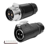 CNLINKO LP-28 Connecteur Étanche à 2 Broches avec Design à Vis, IP68 Fiche Circulaire Aviation, Paire de Fiches Mâle et Femelle M28 (LP28 2-Pin avec Filetage)
