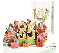 CNLITIHEKA Carte d'anniversaire pop-up 85 ans pour femme, carte d'anniversaire pour maman, carte de vœux d'anniversaire 3D pour femme, carte d'anniversaire pour grand-mère avec note et enveloppe.