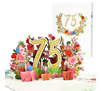 CNLITIHEKA Carte d'anniversaire pop-up pour femme, carte d'anniversaire 75 ans pour maman, carte d'anniversaire 3D pour femme, carte d'anniversaire pour grand-mère avec note et enveloppe.