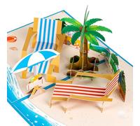 CNLITIHEKA Carte pop-up 3D de vacances à la plage - Carte de vœux pop-up - Carte d'anniversaire « Thinking of You » pour toutes les occasions.