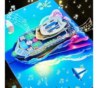 CNLITIHEKA Carte pop-up musicale bateau de croisière, carte d'anniversaire 3D, carte d'anniversaire pop-up musicale, carte d'anniversaire Happy Anniversaire, pour toutes les occasions avec enveloppe.