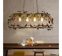 CNMKLM Lampe à Suspension Cage avec Plantes Vertes - E27 4X Max 60W en Fer Dimmable pour Salon, Restaurant, Café, Librairie, Kitchen Island - Noir