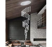 CNMKLM Lampe À Suspension LED Moderne Goutte De Cristal Plafond Haut Lustre Luminaire Grand Foyer D'entrée Lustres D'éclairage Intérieur Pour Salon Entrée Hall D'entrée Escalier(argent,30-lamps)