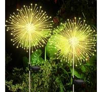 CNMTCCO 2 pièces Feux d'artifice solaires de jardin,120 LED Lampes solaires de jardin,8 Modes solaire pissenlit étanche Lampes solaires,pour extérieur Jardin Allées Pelouse Balcon Décoration