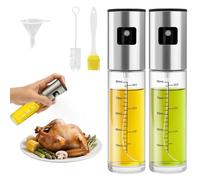 CNMTCCO 2 Pièces Spray Huile Cuisine,Vaporisateur pour 100 ML,Spray Huile D'olive pour Cuisiner,pour Salades Grillades Cuisson au four, Fabriqué en Verre et Acier Inoxydable