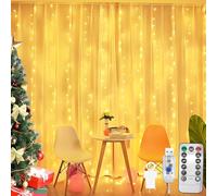 CNMTCCO 300LED Guirlande Lumineuse,3x3m USB Rideau Lumineux Intérieur avec 8 Modes Dimmable Télécommande et Minuterie, Blanc chaud Etanche Guirlande pour Noël,Mariage,Fenêtre,Anniversaire