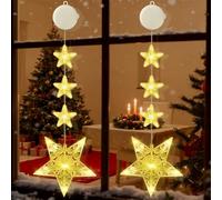 CNMTCCO Étoile de Noël LED avec minuterie, ventouse, lumière de fenêtre, convient pour l'intérieur et l'extérieur, décorations de mariage et de Noël