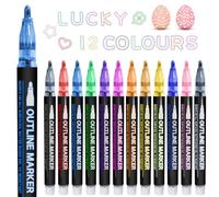 CNMTCCO Feutres Paillettes, 12 Stylo Feutres Coloriage Enfants Marqueur Magique pour Carte Cadeau, Scrapbooking, Dessin, Cadeau Paques Enfant Créatifs Fille Cadeaux pour filles de 4 à 12 ans