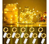 CNMTCCO Guirlande Lumineuse 10x2m, 20 LED par Guirlande, Alimentation par Piles, Décoration Noël Extérieur/Intérieur, Mariage, Jardin, Lumière Blanc Chaud