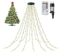 CNMTCCO Guirlande lumineuse de Noël, 2.5 m 300 LED Lumières de décoration de Noël blanc chaud 12 brins avec minuterie, 8 modes, étanche IP44, pour sapins de 150 à 240 cm Intérieur et extérieur