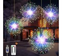 CNMTCCO Guirlandes lumineuses de Noël,lot de 4 Lampe pissenlit USB 480 LED,guirlandes lumineuses étanches à fil de cuivre,idéales pour la décoration extérieure de Noël (Couleur)