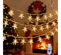 CNMTCCO Guirlandes lumineuses étoiles pentagonales de Noël, 6M 40 LED, 8 modes avec USB, guirlande lumineuse de noël pour intérieur et extérieur, décoration de Noël, chambre, fête, jardin, mariage