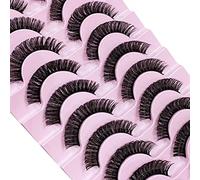 CNMTCCO Lot de 10 paires de faux cils russes naturels, duveteux, ondulés et bouclés en vison épais, courts et doux, réutilisables (densé)